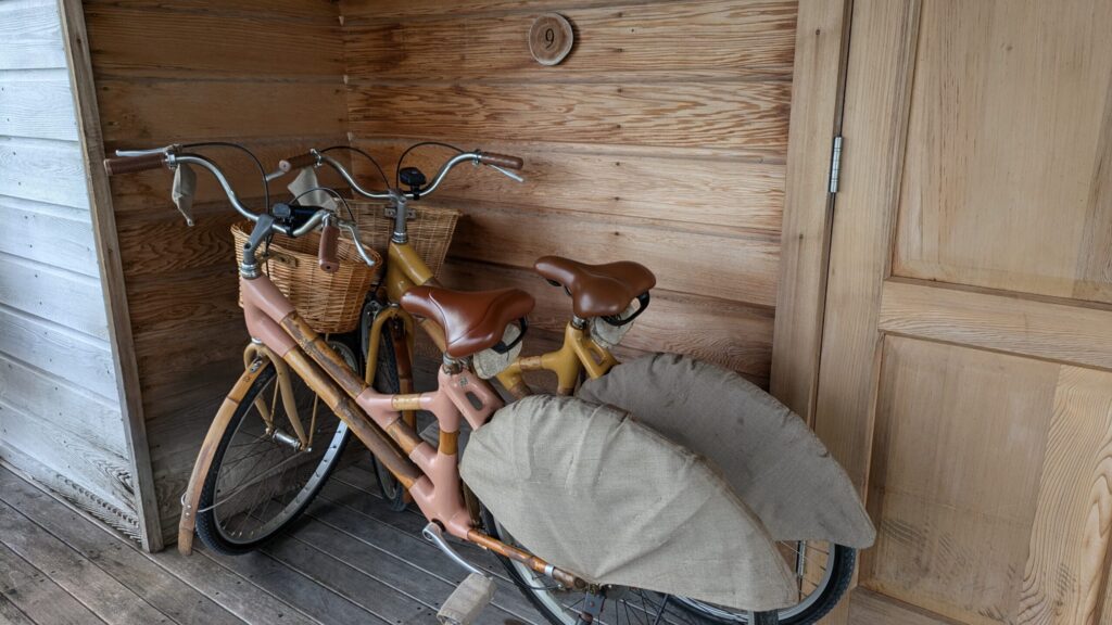 ヴィラに備え付けられている自転車